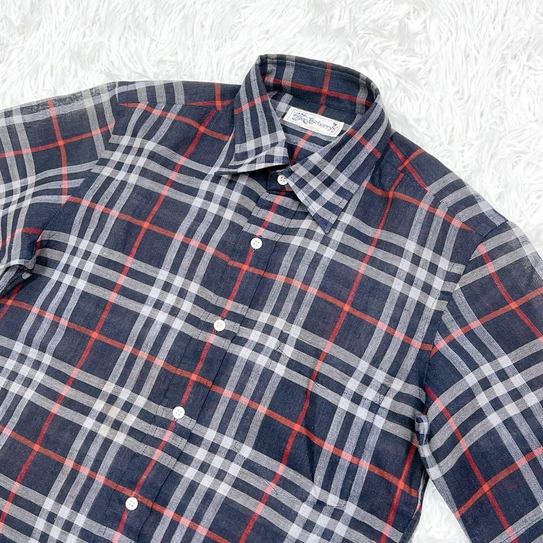 BURBERRY - 【90's】バーバリー ノバチェック ネイビー 半袖 BURBERRY - 【90's】バーバリー ノバチェック ネイビー 半袖