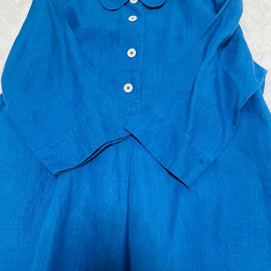 MARGARET HOWELL - マーガレットハウエル 麻100 丸襟シャツ プル MARGARET HOWELL - マーガレットハウエル 麻100 丸襟シャツ プル