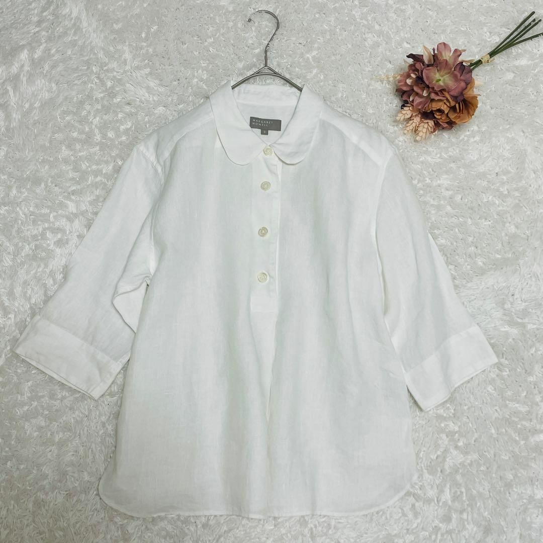MARGARET HOWELL - 極美品✨マーガレットハウエル 麻100 丸襟 MARGARET HOWELL - 極美品✨マーガレットハウエル 麻100 丸襟
