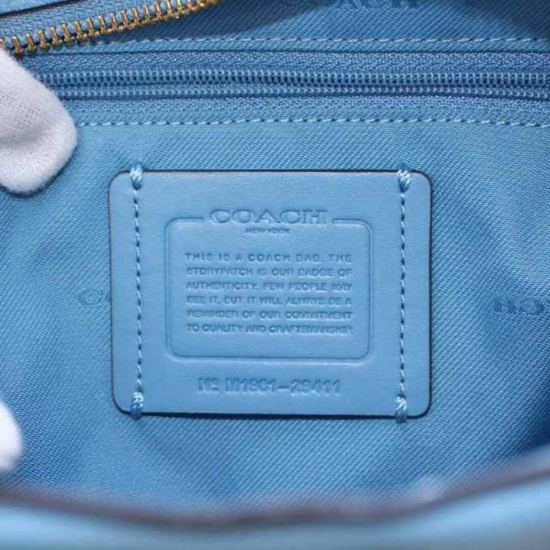 COACH - コーチ ショルダーバッグ レザー ロゴ チェーン 切替 青 COACH - コーチ ショルダーバッグ レザー ロゴ チェーン 切替 青
