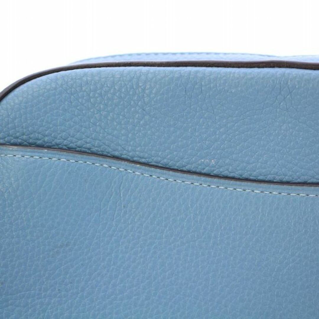 COACH - コーチ ショルダーバッグ レザー ロゴ チェーン 切替 青 COACH - コーチ ショルダーバッグ レザー ロゴ チェーン 切替 青