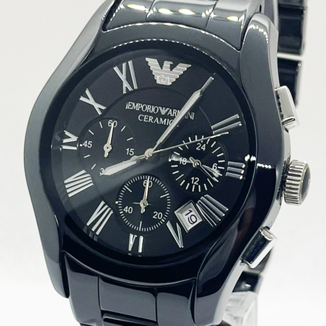 EMPORIO ARMANI - エンポリオアルマーニ CERAMICA クロノグラフ ブラック（電池新品）