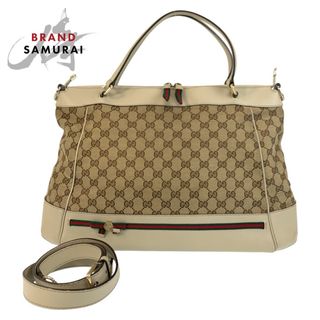 グッチ(GUCCI)のGUCCI グッチ メイフェア シェリーライン ベージュ ゴールド金具 GGキャンバス /レザー 257349 トートバッグ ショルダーバッグ 2way レディース 501950 【中古】(トートバッグ)