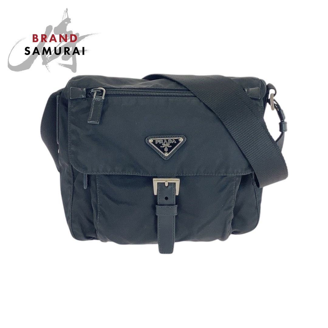 PRADA - 美品 PRADA プラダ テスート 三角ロゴプレート ブラック PRADA - 美品 PRADA プラダ テスート 三角ロゴプレート ブラック