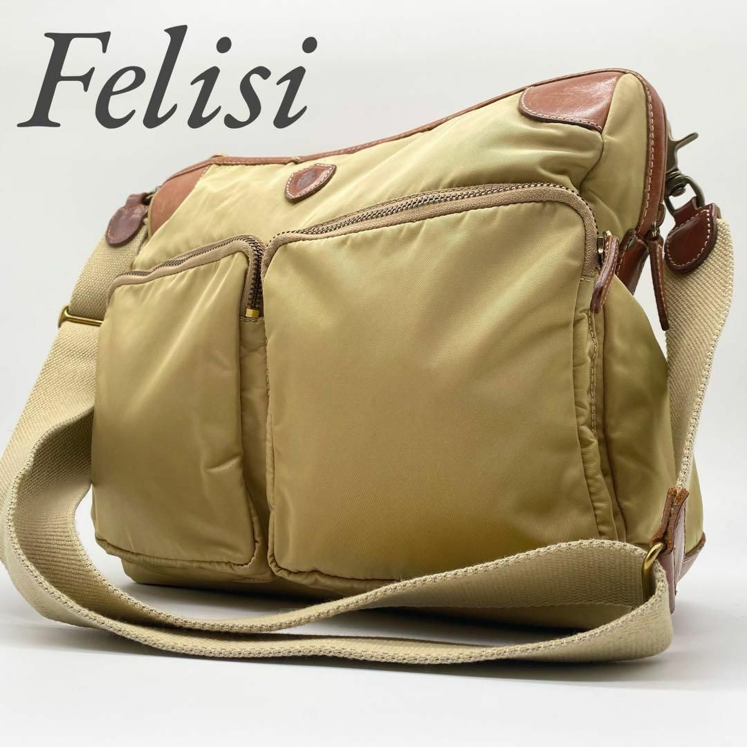 Felisi - 【良品】フェリージ ショルダーバッグ ナイロン ダブルポケット ベージュ