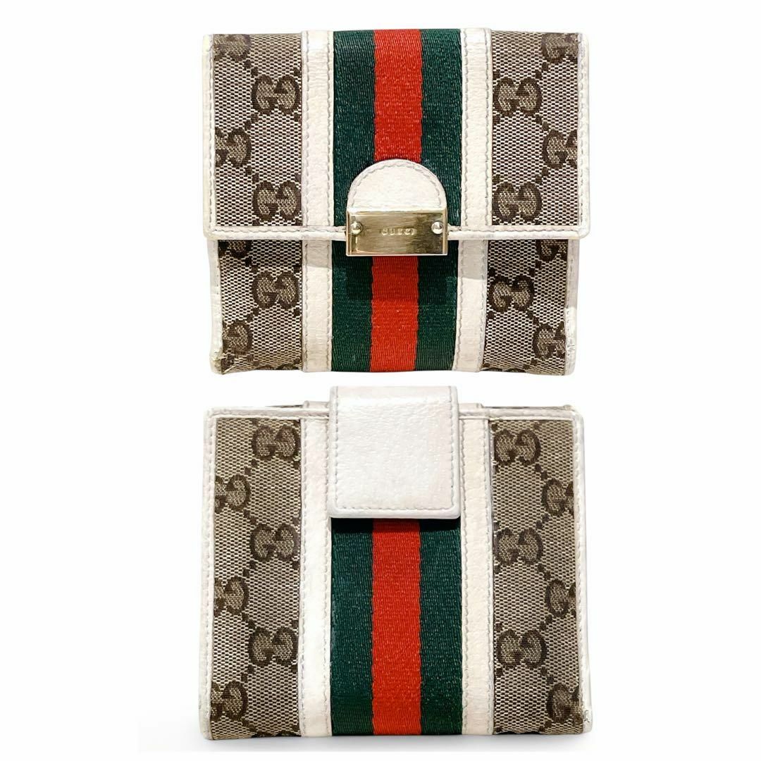 GUCCI - グッチ シェリーライン キャンバス×レザー GG柄 二 GUCCI - グッチ シェリーライン キャンバス×レザー GG柄 二