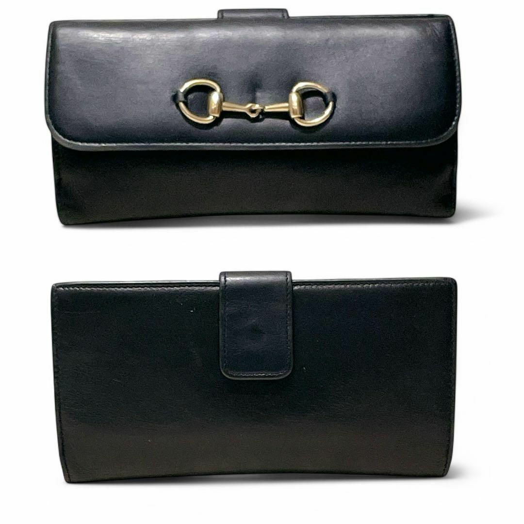 GUCCI - GUCCI グッチ ホースビット ゴールド金具 長財布 ダーク GUCCI - GUCCI グッチ ホースビット ゴールド金具 長財布 ダーク