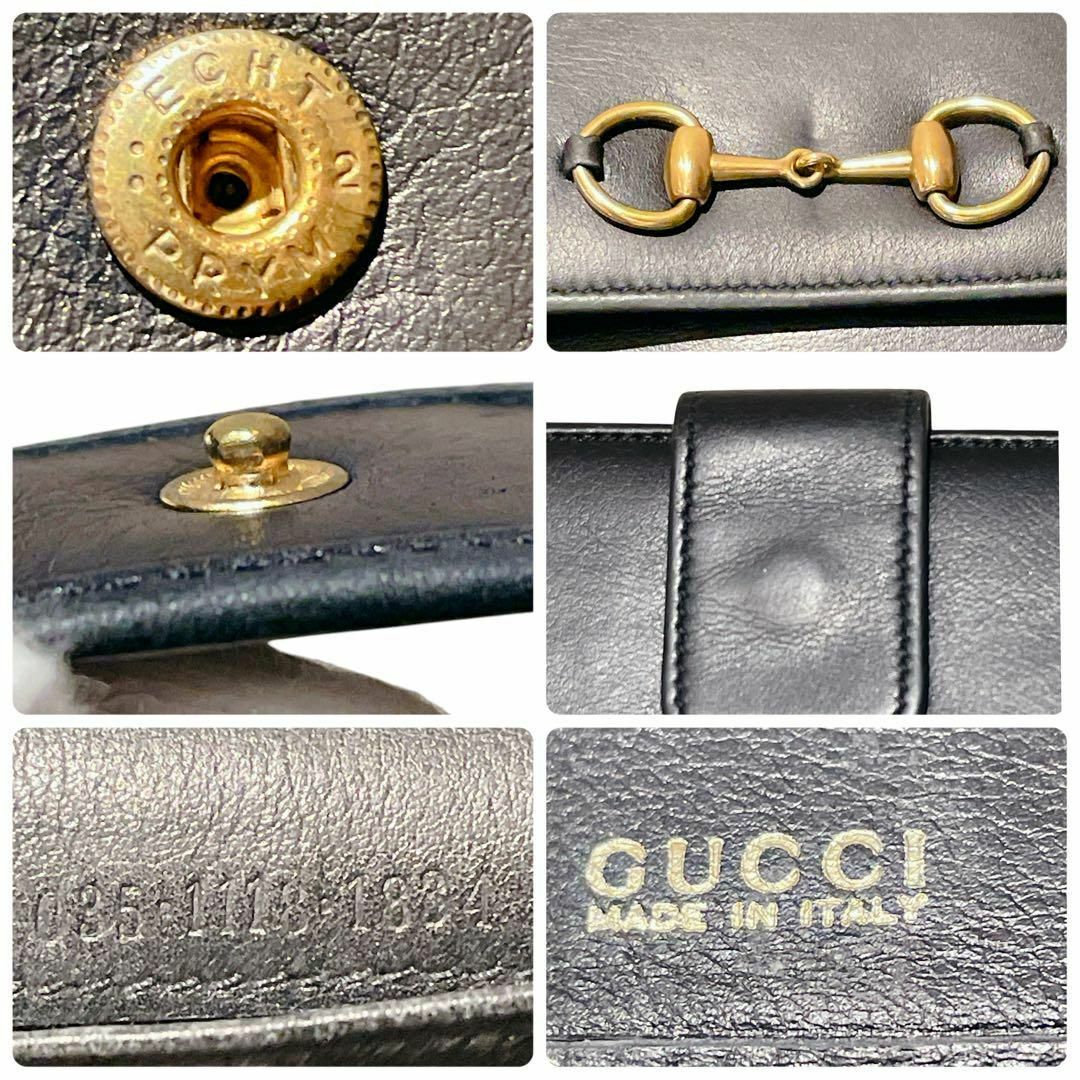 GUCCI - GUCCI グッチ ホースビット ゴールド金具 長財布 ダーク GUCCI - GUCCI グッチ ホースビット ゴールド金具 長財布 ダーク
