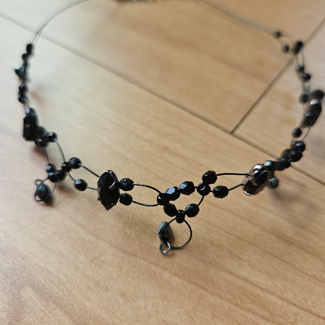 黒　チョーカー　ブラックビーズ レディースのアクセサリー(ネックレス)の商品写真