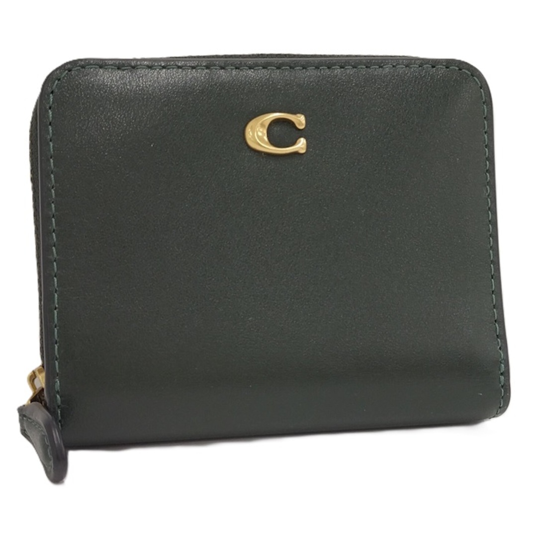 COACH - COACH 二つ折り財布 コンパクト財布 レザー グリーン COACH - COACH 二つ折り財布 コンパクト財布 レザー グリーン