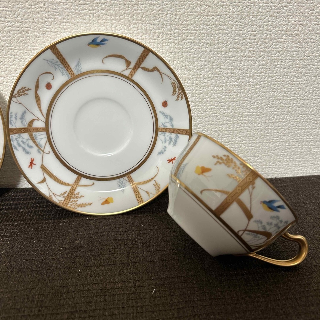 大倉陶園 - 大倉陶園 稲穂 鳥 金彩金蝕 ティー カップ&ソーサー 大倉陶園 - 大倉陶園 稲穂 鳥 金彩金蝕 ティー カップ&ソーサー