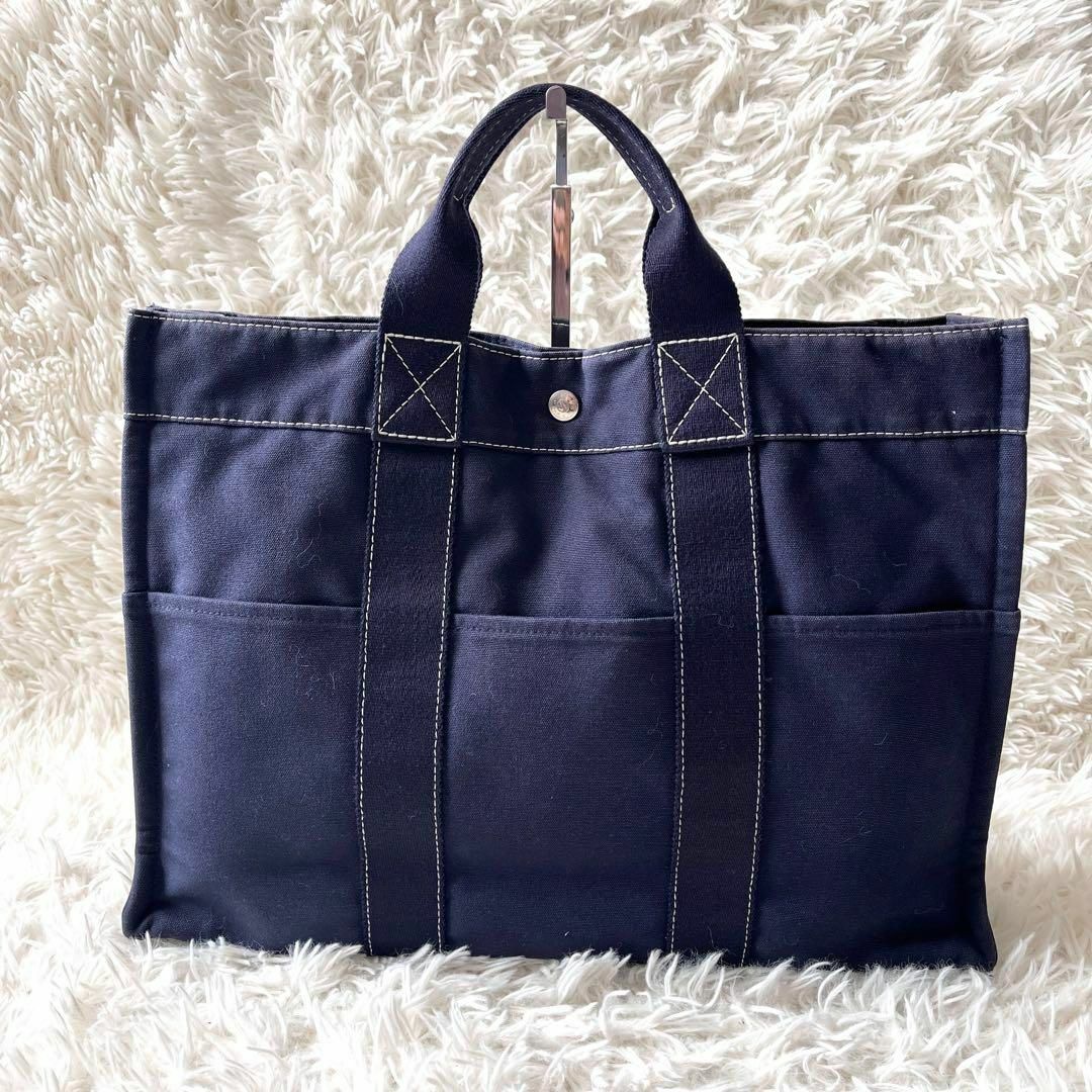 HERMES - エルメス トートバッグ ドーヴィル MM ネイビー HERMES - エルメス トートバッグ ドーヴィル MM ネイビー