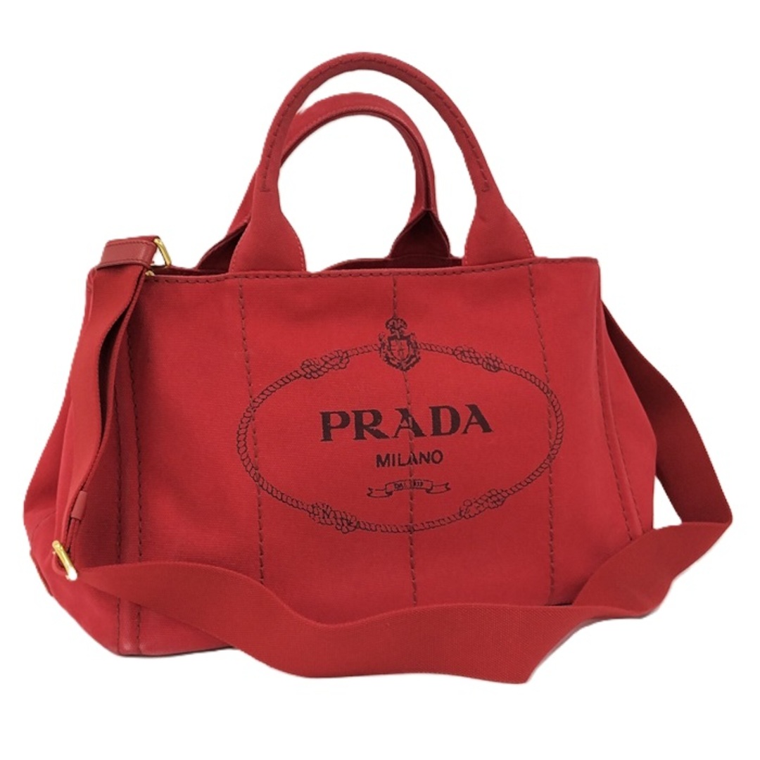 PRADA - PRADA カナパトート 2WAYハンドバッグ キャンバス レッド