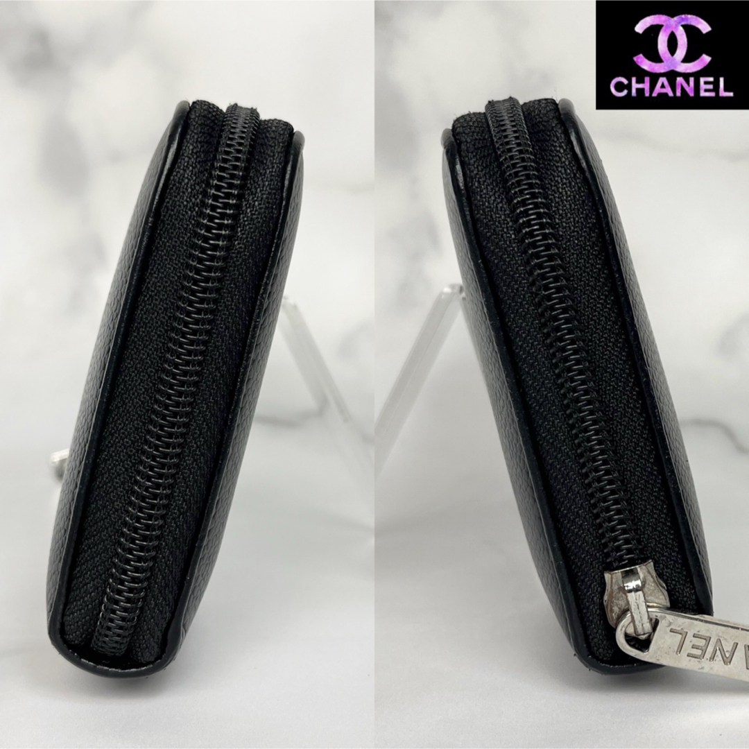 CHANEL - CHANEL キャビアスキン ラウンドファスナー 長財布の CHANEL - CHANEL キャビアスキン ラウンドファスナー 長財布の