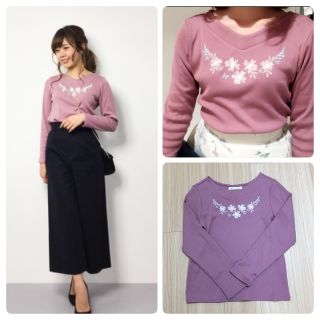 マジェスティックレゴン(MAJESTIC LEGON)の極美品マジェスティックレゴン♡新作刺繍トップス♡ピンク(カットソー(長袖/七分))