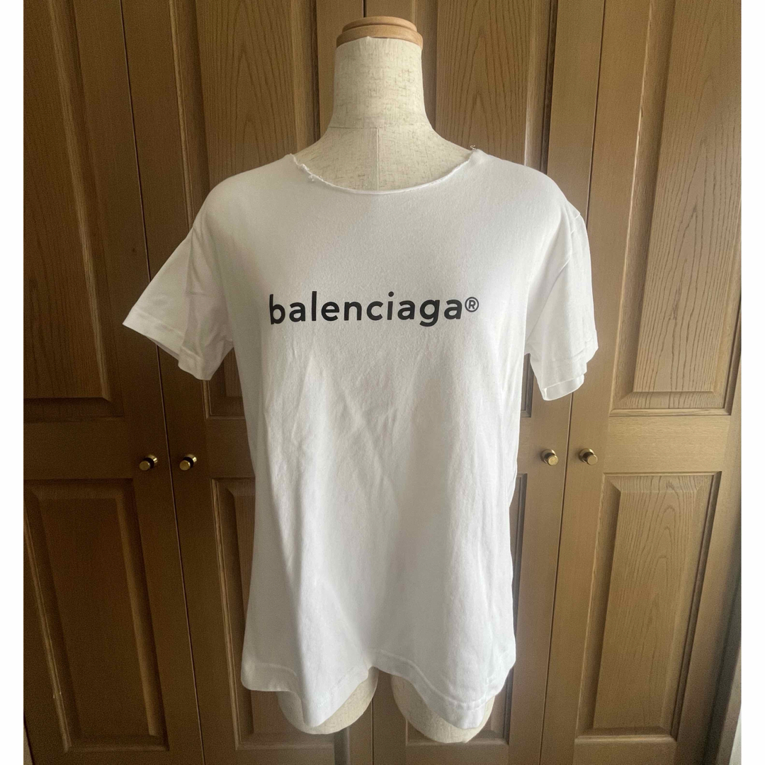 BALENCIAGA - 訳ありバレンシアガ ロゴ入り ホワイト Tシャツ743 BALENCIAGA - 訳ありバレンシアガ ロゴ入り ホワイト Tシャツ743