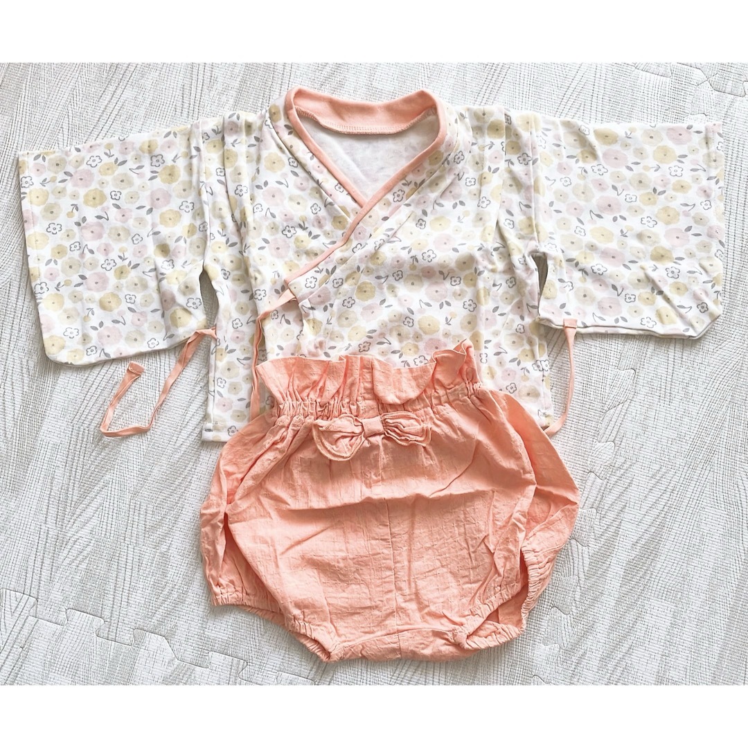 ベビー　はかまセット 70〜80cm 花柄 キッズ/ベビー/マタニティのベビー服(~85cm)(和服/着物)の商品写真