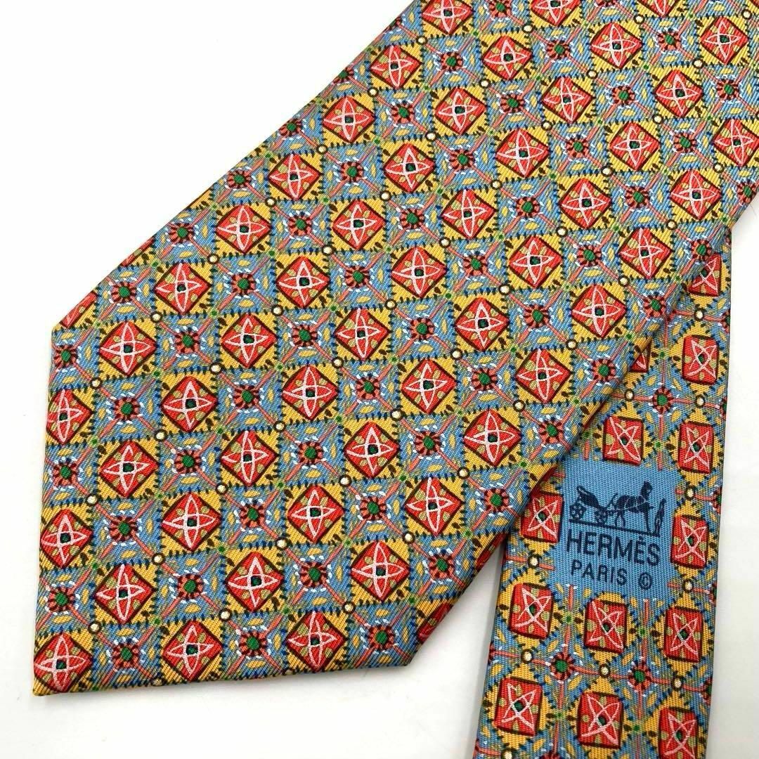 HERMES - HERMES エルメスネクタイ オレンジ 7769FA フランス製 HERMES - HERMES エルメスネクタイ オレンジ 7769FA フランス製