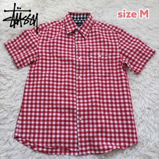 STUSSY - STUSSY ステューシー ギンガム チェックシャツ 赤 Sの STUSSY - STUSSY ステューシー ギンガム チェックシャツ 赤 Sの