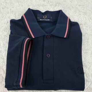 M12 英国製　フレッドペリー　ポロシャツ　半袖 36 S 紺　黒　ピンク　美品 FRED PERRY - M12 英国製 フレッドペリー ポロシャツ 半袖 36 S