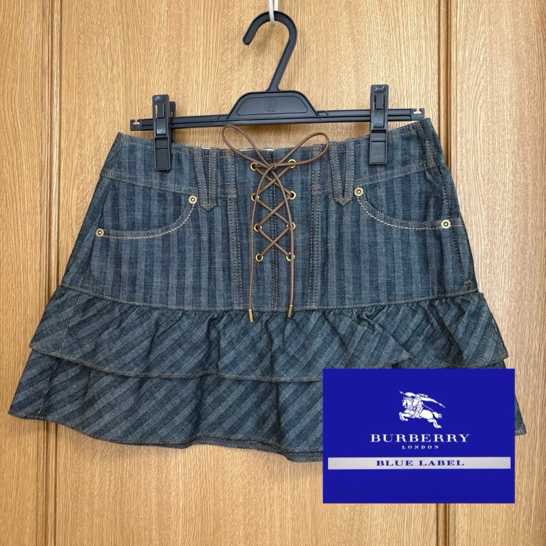 BURBERRY BLUE LABEL - BURBERRY BLUE LABEL デニムフリルミニ BURBERRY BLUE LABEL - BURBERRY BLUE LABEL デニムフリルミニ