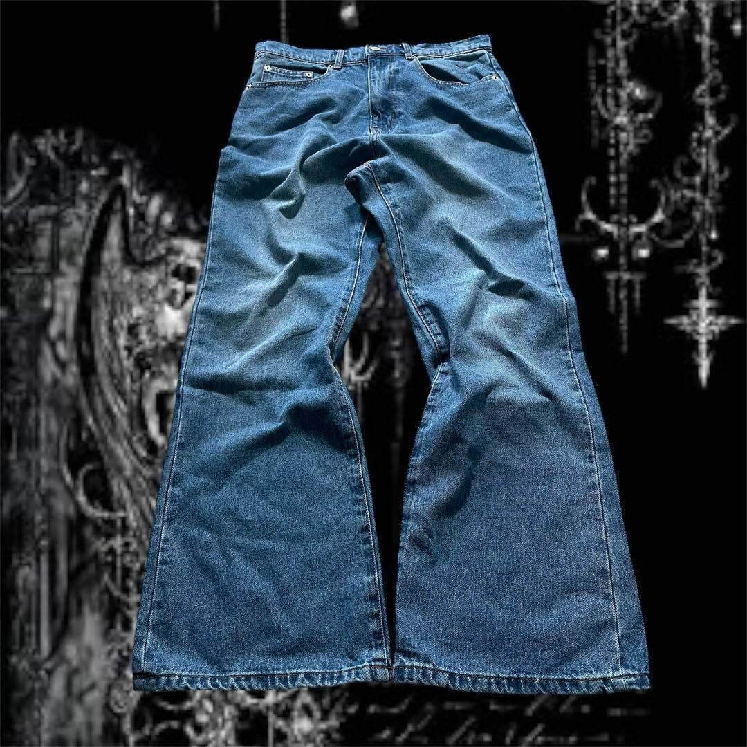 y2kグランジ ルーズフレア デニムパンツ ヴィンテージウォッシュ y2kグランジ ルーズフレア デニムパンツ ヴィンテージウォッシュ