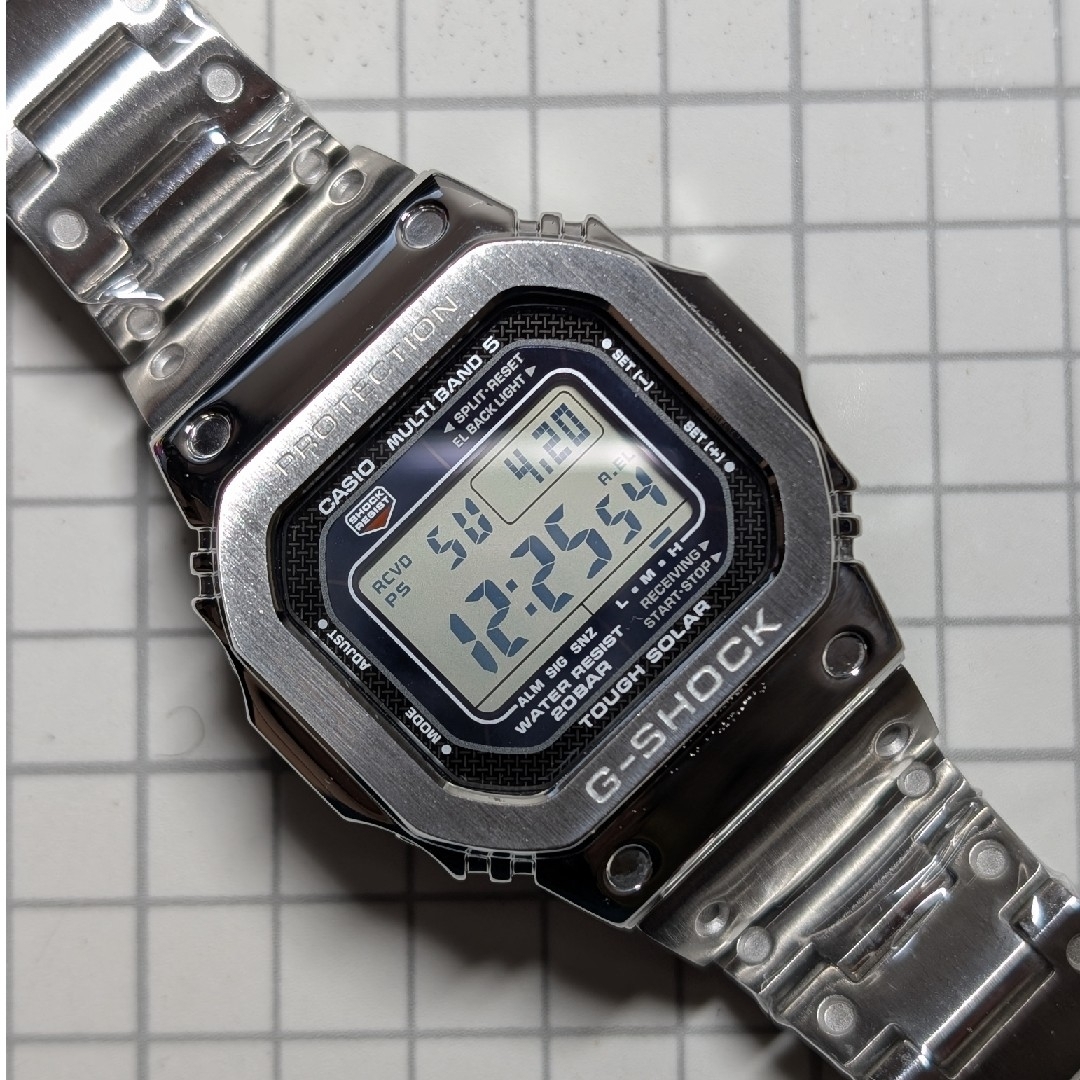 G-SHOCK - G-SHOCK GWM5600 電波ソーラー シルバーフルメタルの G-SHOCK - G-SHOCK GWM5600 電波ソーラー シルバーフルメタルの