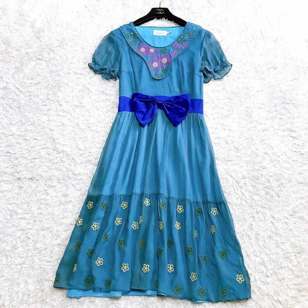 ANNA SUI - 美品 ꧁アナスイ꧂ワンピース ひざ丈 花柄 シルク ANNA SUI - 美品 ꧁アナスイ꧂ワンピース ひざ丈 花柄 シルク