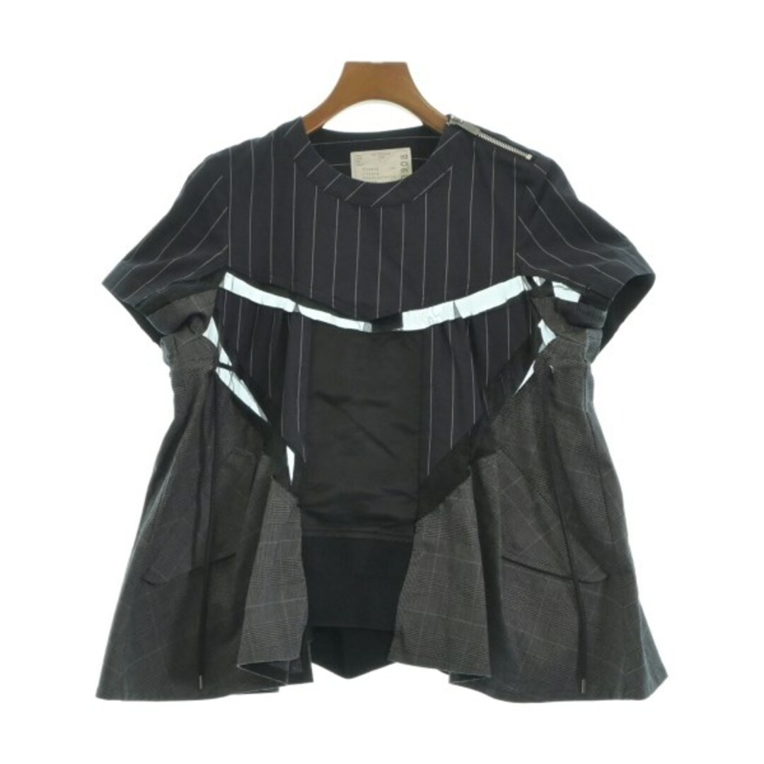 sacai - sacai サカイ ブラウス 1(S位) 紺x黒xグレー(総柄 sacai - sacai サカイ ブラウス 1(S位) 紺x黒xグレー(総柄