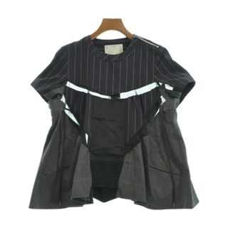 sacai - sacai サカイ ブラウス 1(S位) 紺x黒xグレー(総柄 sacai - sacai サカイ ブラウス 1(S位) 紺x黒xグレー(総柄