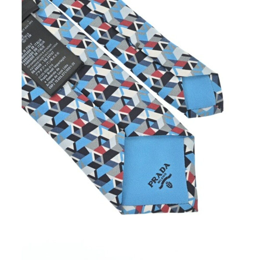 PRADA - PRADA プラダ ネクタイ - グレーx水色x黒等(総柄 PRADA - PRADA プラダ ネクタイ - グレーx水色x黒等(総柄