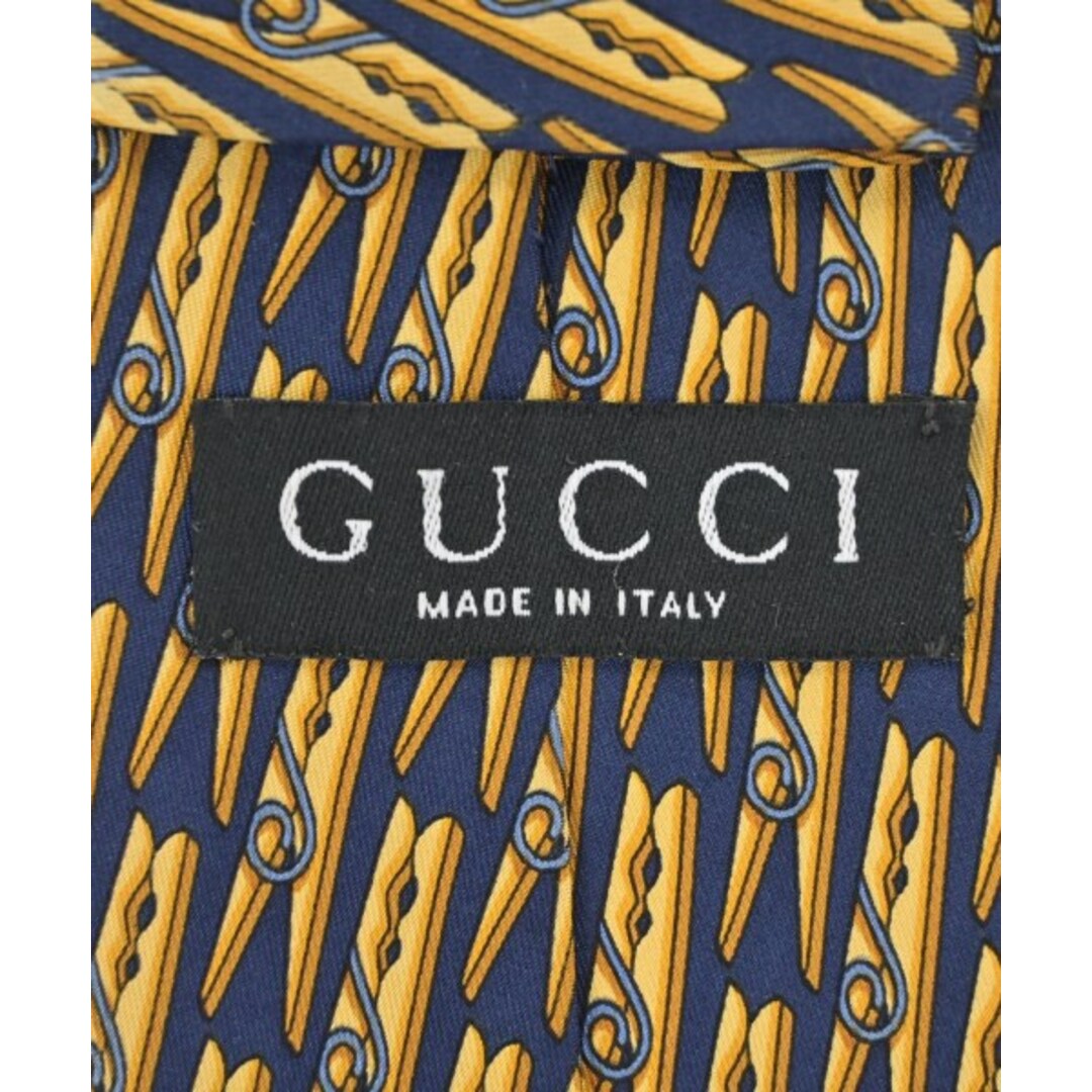 GUCCI - GUCCI グッチ ネクタイ - 紺x黄(総柄) 【古着】【中古 GUCCI - GUCCI グッチ ネクタイ - 紺x黄(総柄) 【古着】【中古