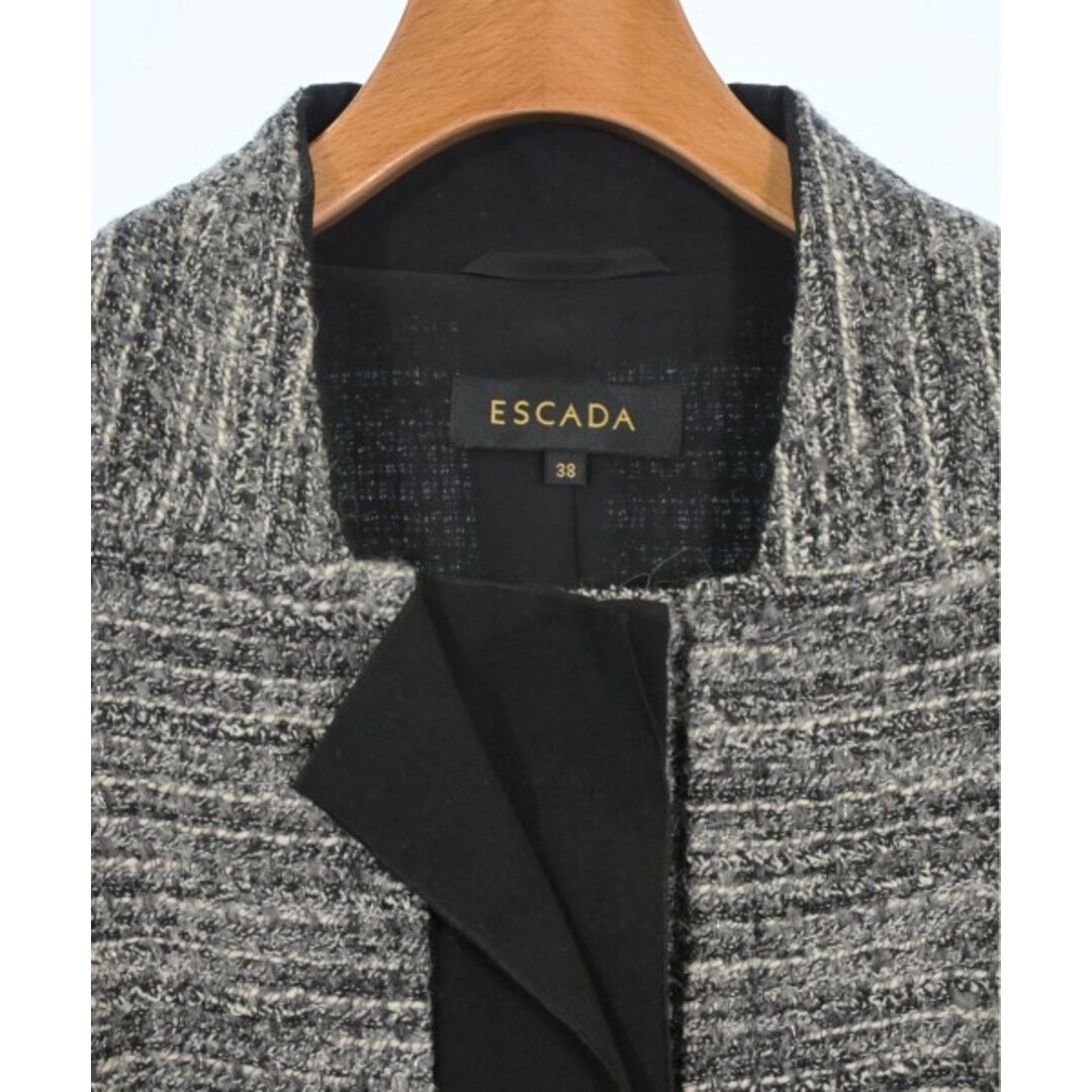 ESCADA - ESCADA ノーカラージャケット 38(S位) グレーx白x黒 ESCADA - ESCADA ノーカラージャケット 38(S位) グレーx白x黒
