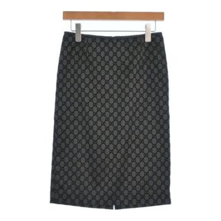 GUCCI - GUCCI グッチ ひざ丈スカート S 黒系(総柄) 【古着 GUCCI - GUCCI グッチ ひざ丈スカート S 黒系(総柄) 【古着