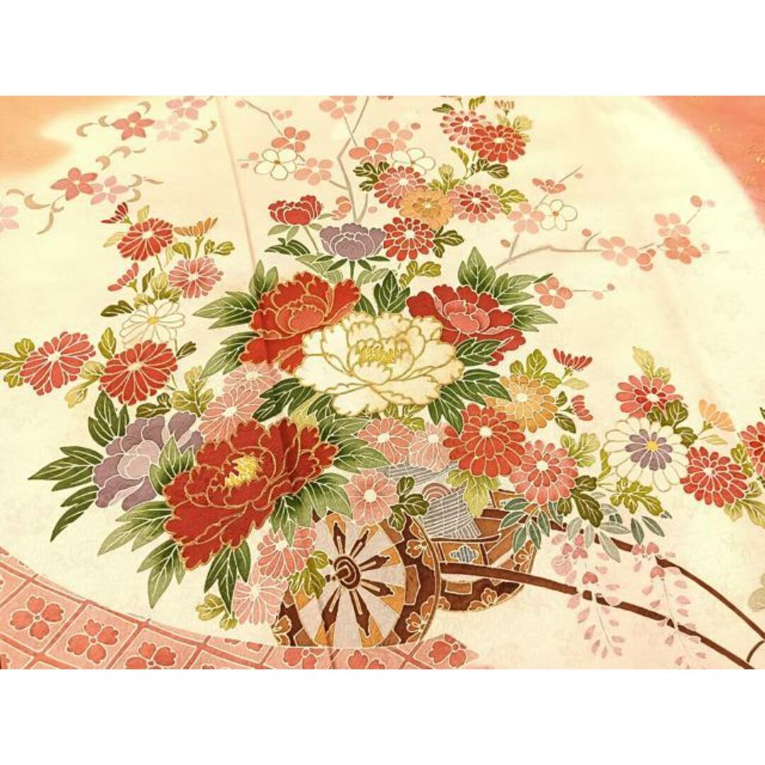 平和屋着物□豪華振袖 駒刺繍 花車文 暈し染め 金彩 正絹 逸品 平和屋着物□豪華振袖 駒刺繍 花車文 暈し染め 金彩 正絹 逸品