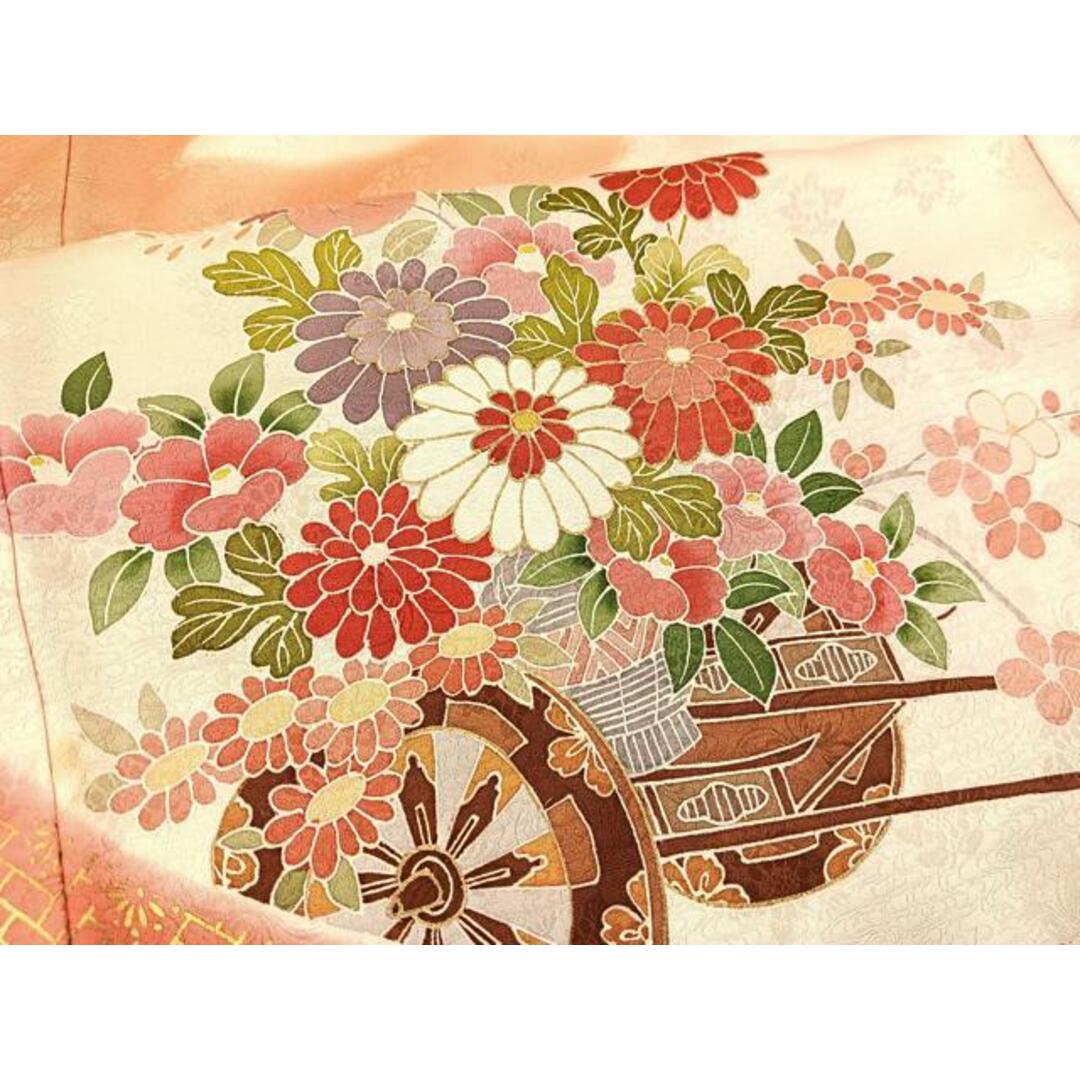 平和屋着物□豪華振袖 駒刺繍 花車文 暈し染め 金彩 正絹 逸品 平和屋着物□豪華振袖 駒刺繍 花車文 暈し染め 金彩 正絹 逸品