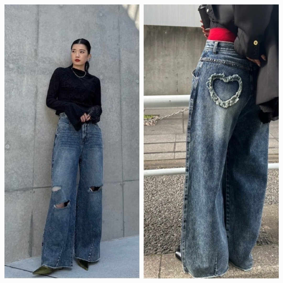 Ameri VINTAGE - Ameri🌟HEART PATCH DAMAGE DENIM PANTSの通販 Ameri VINTAGE - Ameri🌟HEART PATCH DAMAGE DENIM PANTSの通販