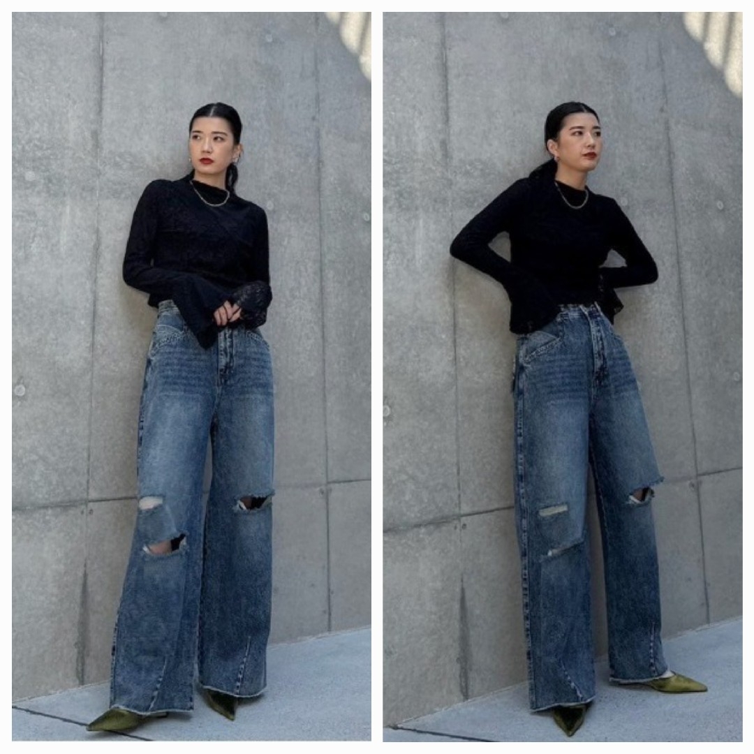 Ameri VINTAGE - Ameri🌟HEART PATCH DAMAGE DENIM PANTSの通販 Ameri VINTAGE - Ameri🌟HEART PATCH DAMAGE DENIM PANTSの通販
