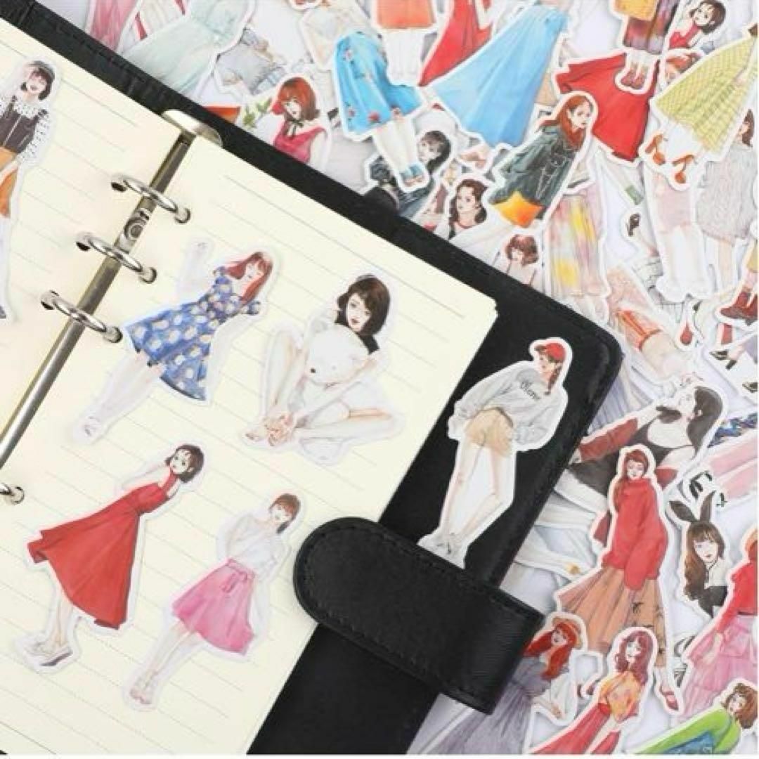 SANNIX 100枚 女の子 手帳シール レトロステッカー フレークシール インテリア/住まい/日用品の文房具(シール)の商品写真