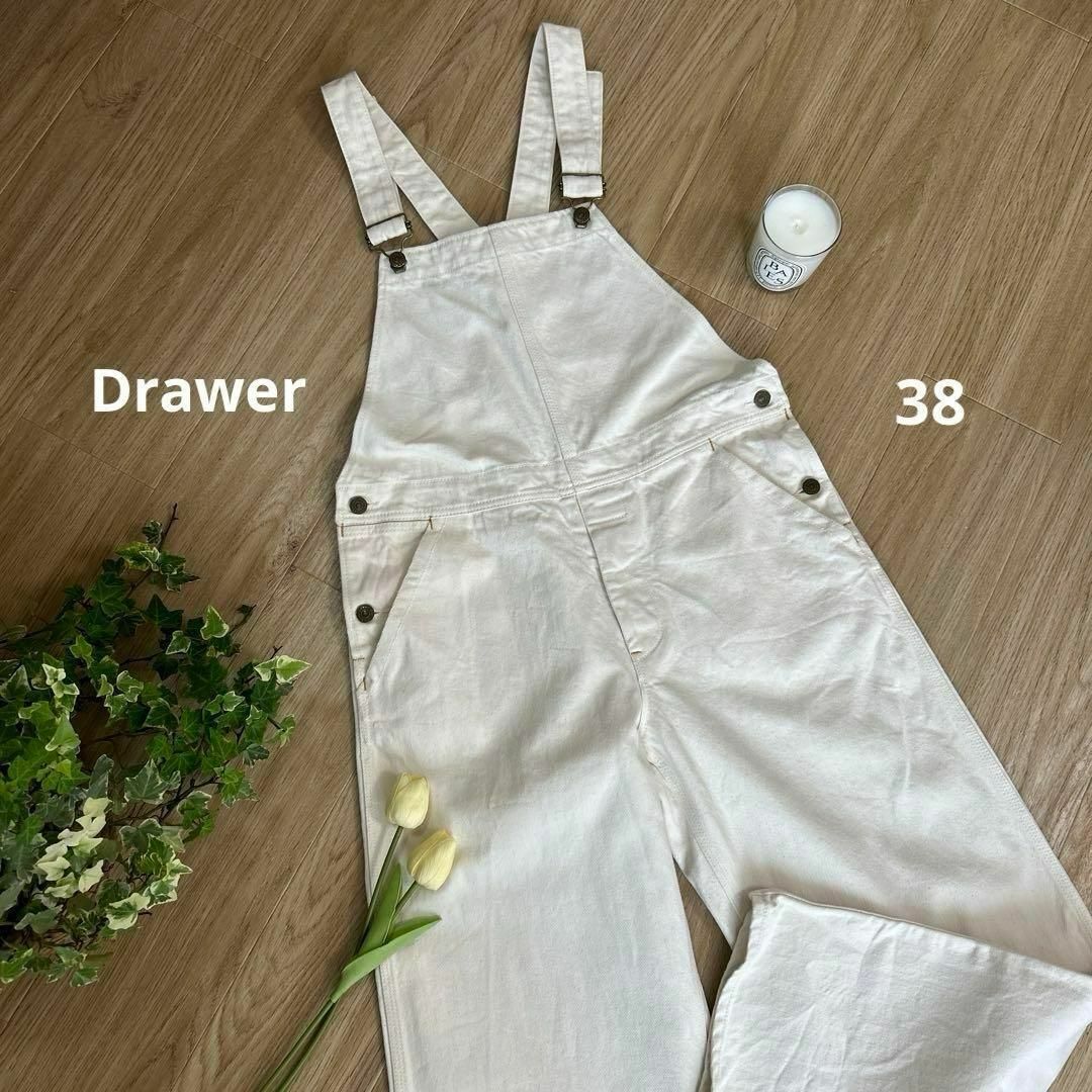 Drawer - Drawer ドゥロワー ホワイトデニムオーバーオール 38 Drawer - Drawer ドゥロワー ホワイトデニムオーバーオール 38