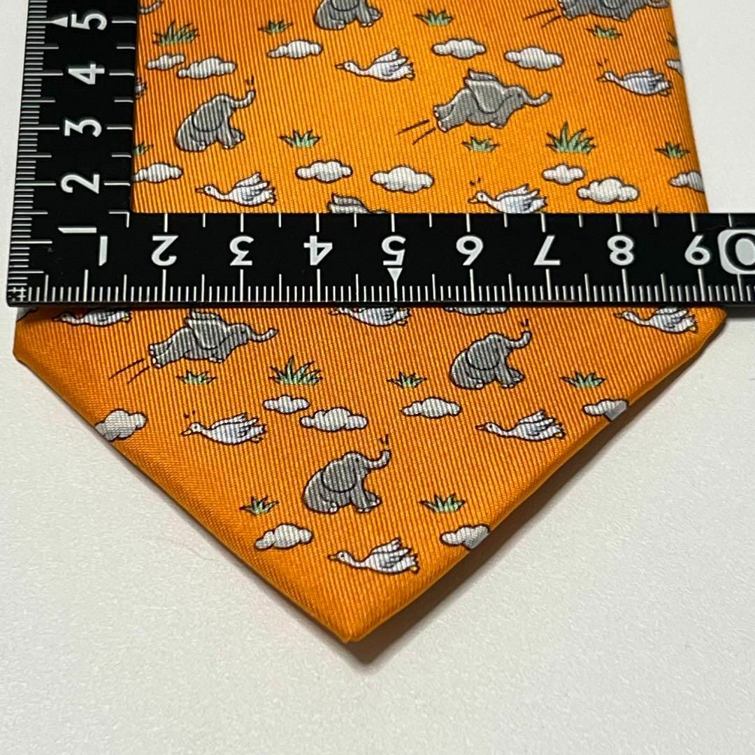 HERMES - HERMES 象柄 エレファント オレンジ ネクタイ 044944の HERMES - HERMES 象柄 エレファント オレンジ ネクタイ 044944の