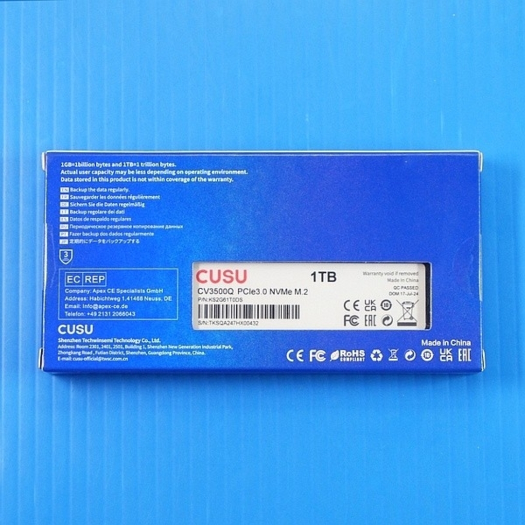 【SSD 1TB】CUSU CV3500Q PCIe3.0 NVMe M.2 スマホ/家電/カメラのPC/タブレット(PCパーツ)の商品写真
