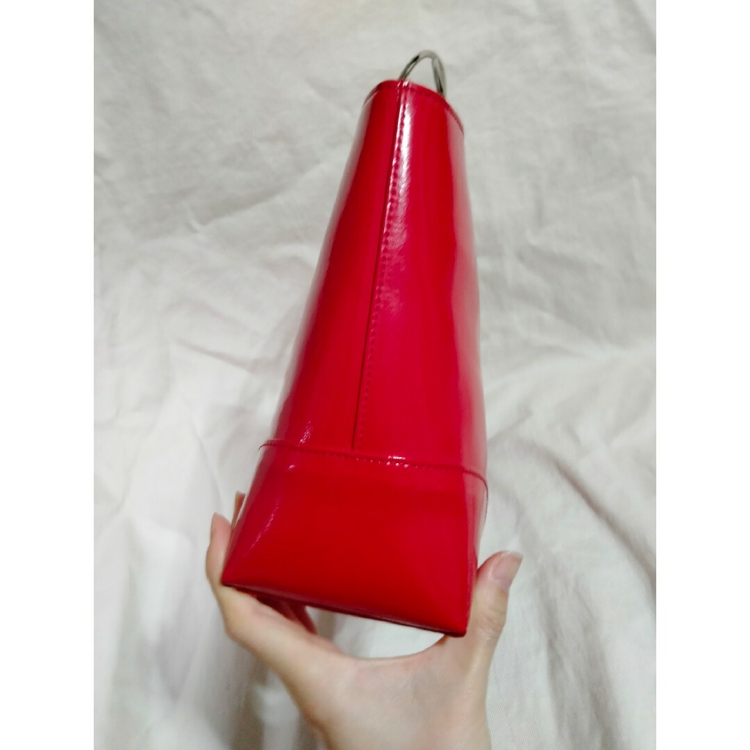Courreges - courreges クレージュ エナメル ハンドバッグ 赤の Courreges - courreges クレージュ エナメル ハンドバッグ 赤の