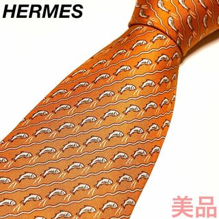 HERMES - HERMES 魚柄 オレンジ ネクタイ 044644の通販 by ☆即 HERMES - HERMES 魚柄 オレンジ ネクタイ 044644の通販 by ☆即