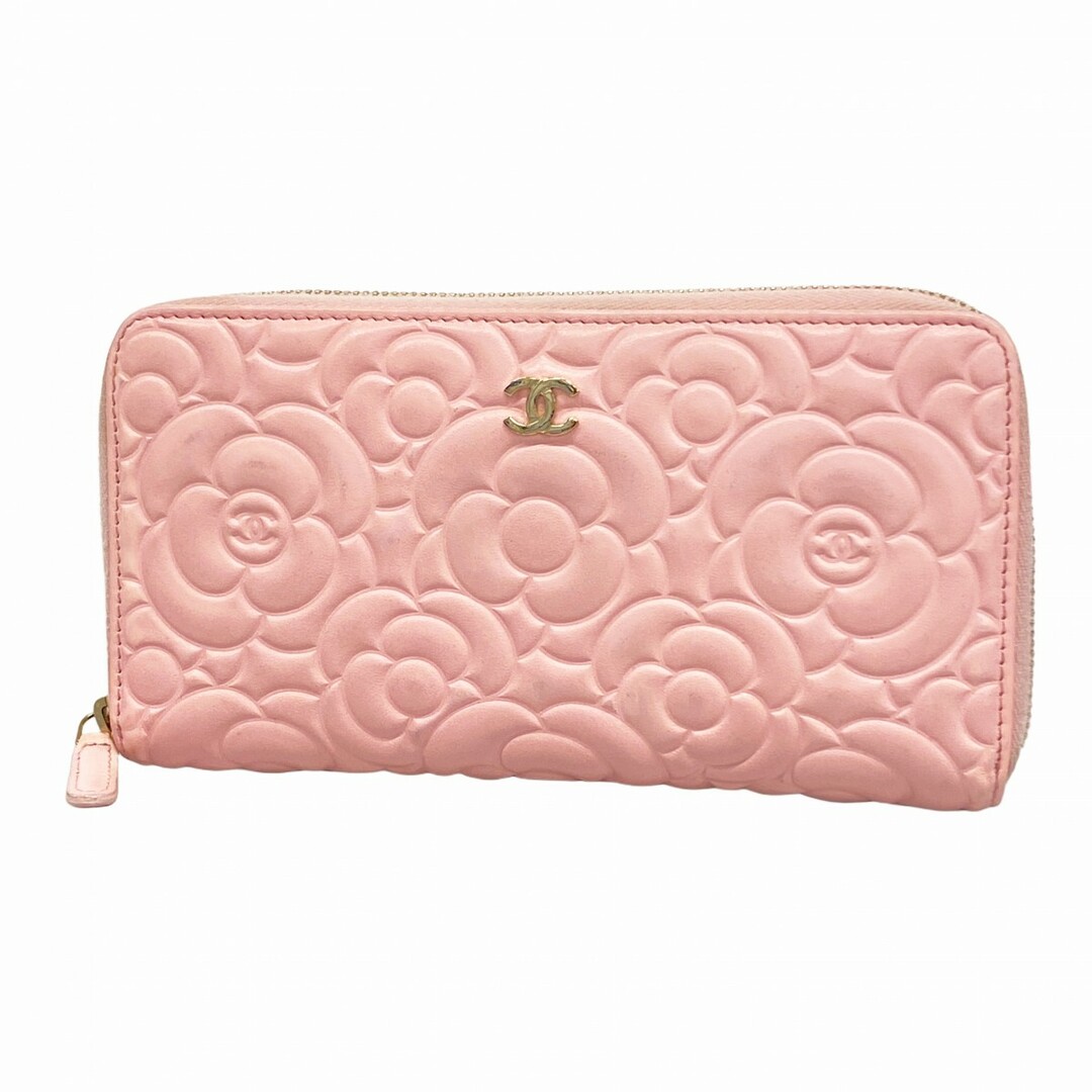 CHANEL - 【5db3223】シャネル 長財布 カメリア ラムスキン CHANEL - 【5db3223】シャネル 長財布 カメリア ラムスキン