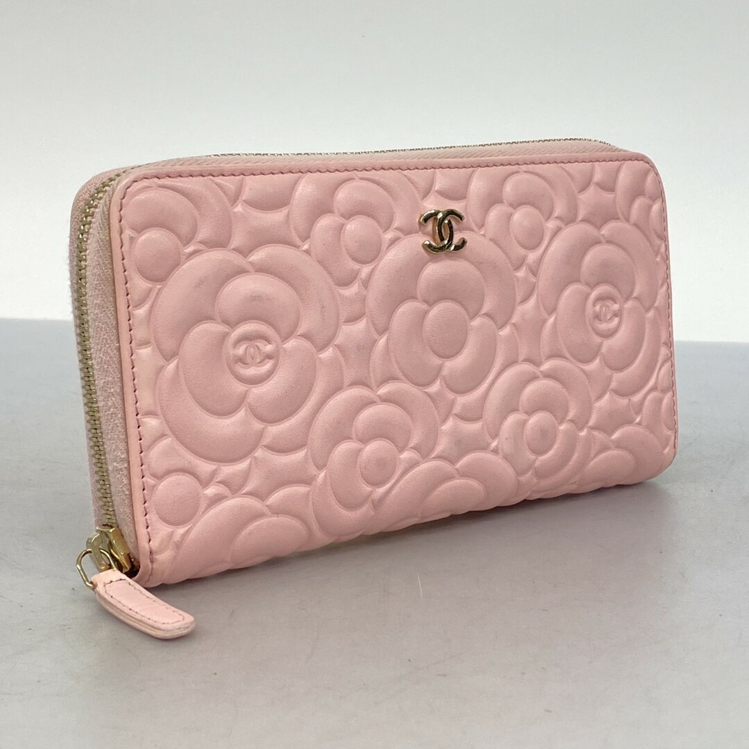 CHANEL - 【5db3223】シャネル 長財布 カメリア ラムスキン CHANEL - 【5db3223】シャネル 長財布 カメリア ラムスキン
