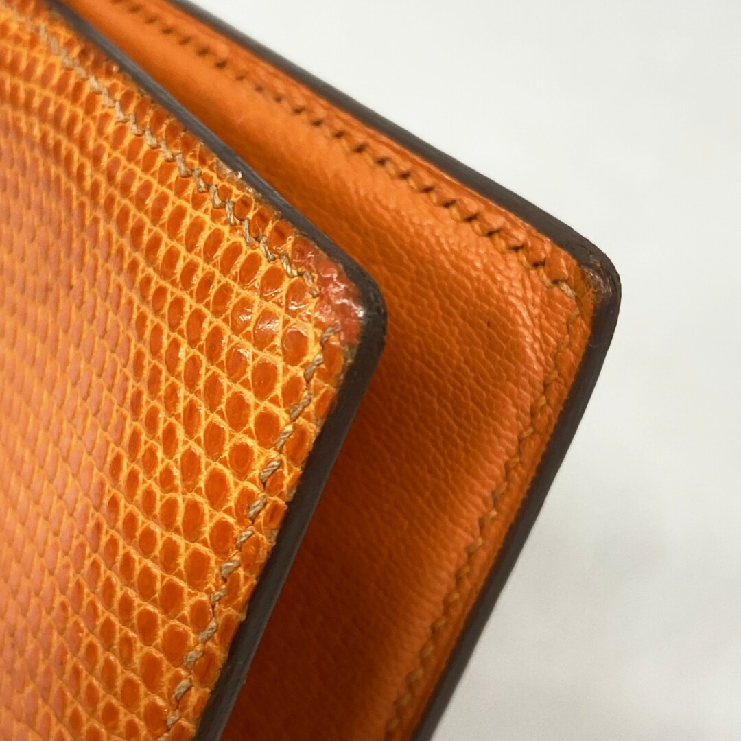 HERMES - 【5db3224】エルメス 長財布 ベアン リザード オレンジ HERMES - 【5db3224】エルメス 長財布 ベアン リザード オレンジ