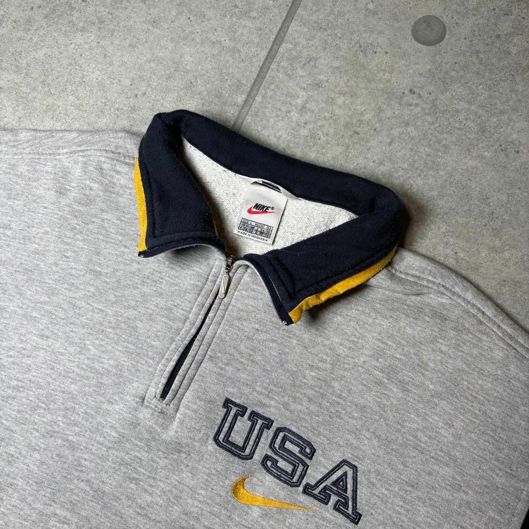 NIKE - NIKE スウェット ハーフジップ 銀タグ USA 90s 刺繍 NIKE - NIKE スウェット ハーフジップ 銀タグ USA 90s 刺繍