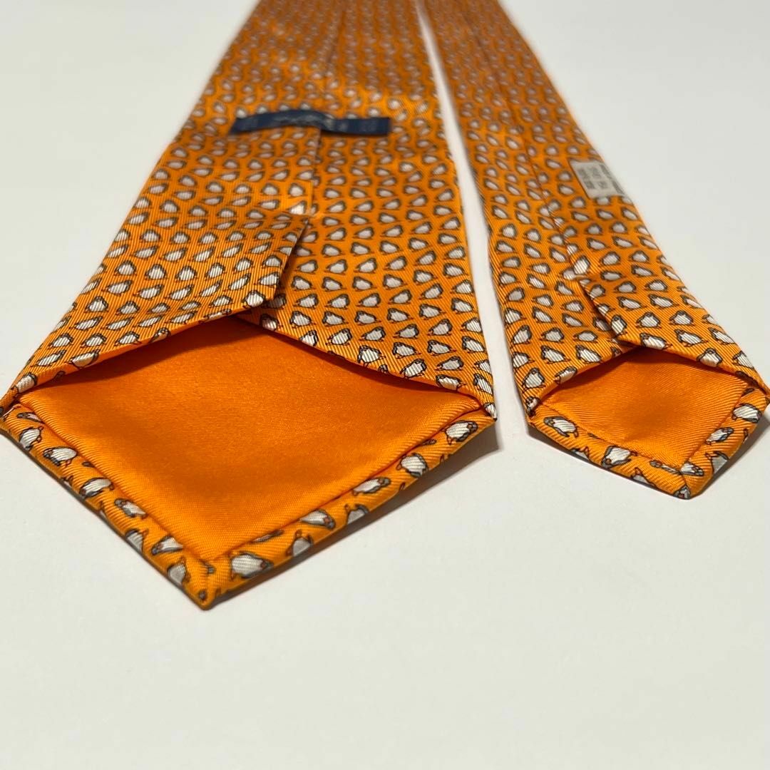 HERMES - HERMES ペンギン柄 オレンジ ネクタイ 044444の通販 by HERMES - HERMES ペンギン柄 オレンジ ネクタイ 044444の通販 by