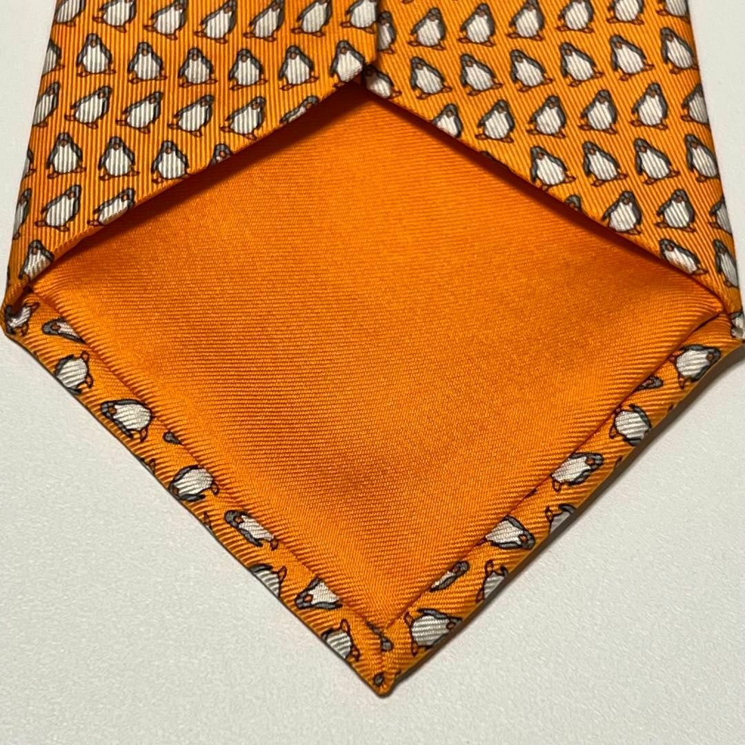 HERMES - HERMES ペンギン柄 オレンジ ネクタイ 044444の通販 by HERMES - HERMES ペンギン柄 オレンジ ネクタイ 044444の通販 by
